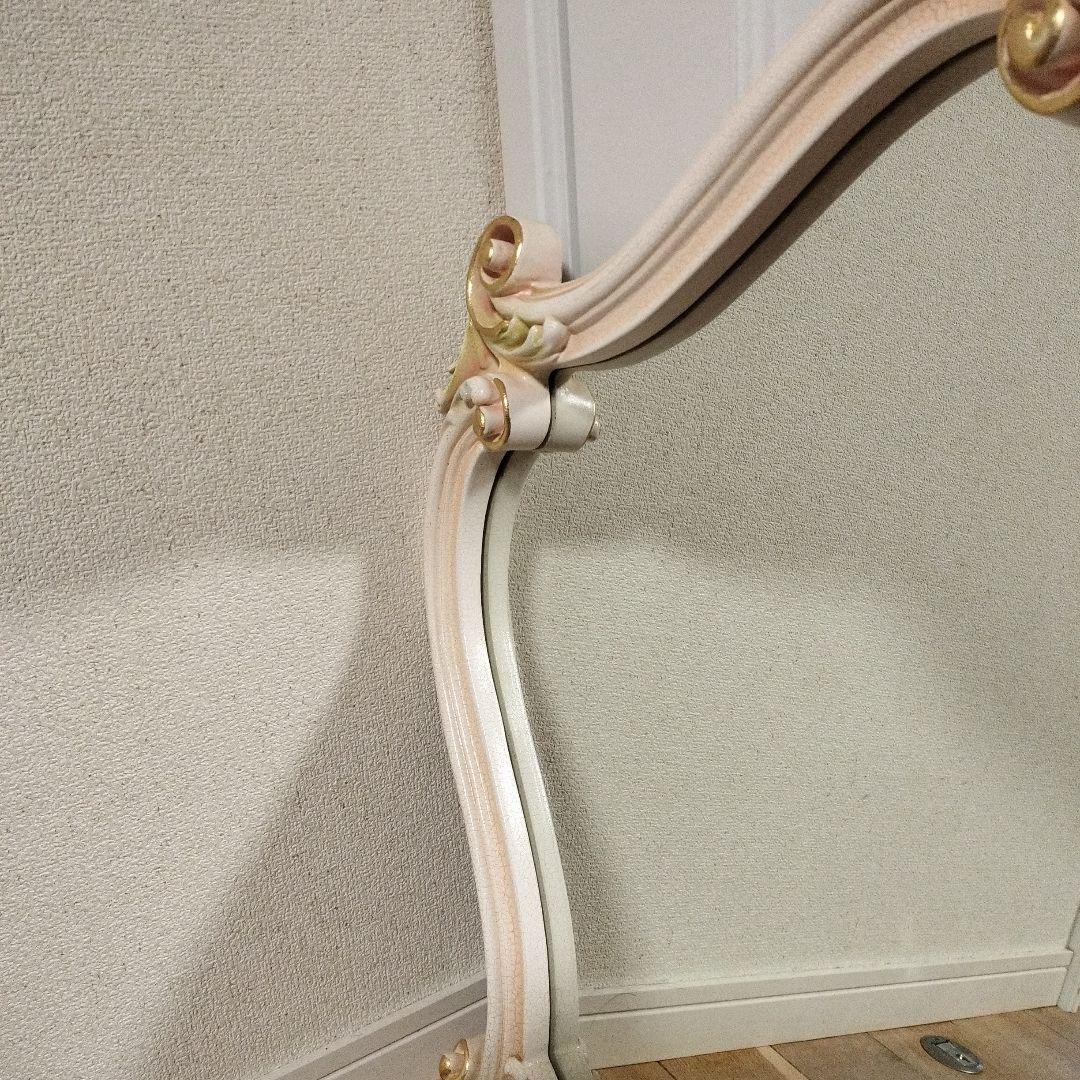 姫家具　壁掛け鏡 ホワイト ピンク