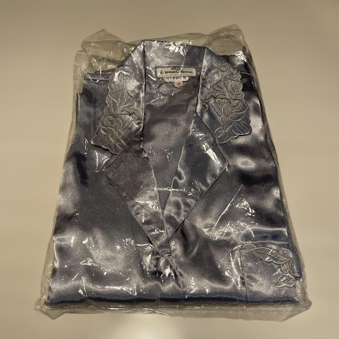 シルバー 100%シルク パジャマ 14号 Mサイズ