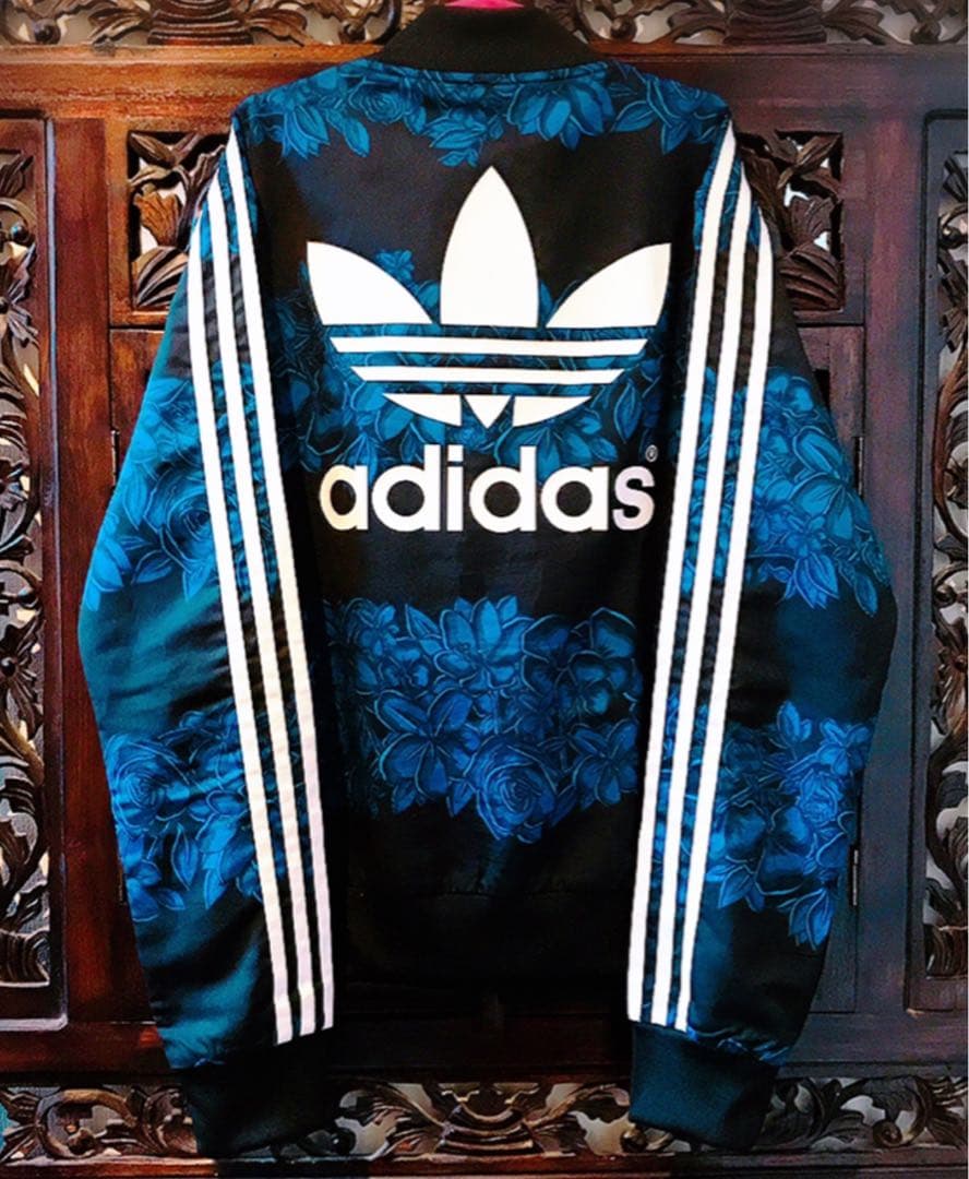 アディダス オリジナルス 青 花柄 ジャージ ジャケット ブルゾン TTP