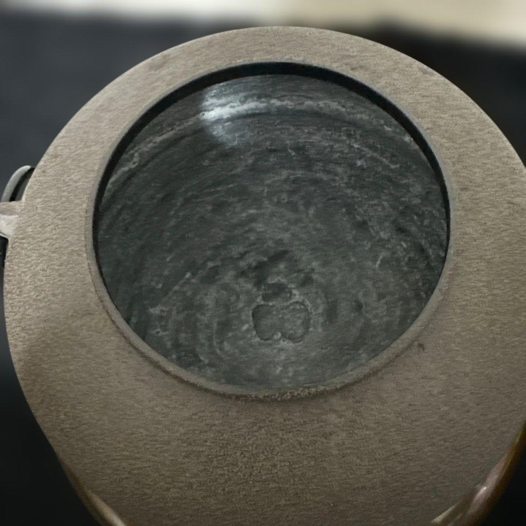 美品 在銘 金森 昭栄 摘み真形釜添え 唐銅鬼面風炉 銅製 茶釜 鉄瓶