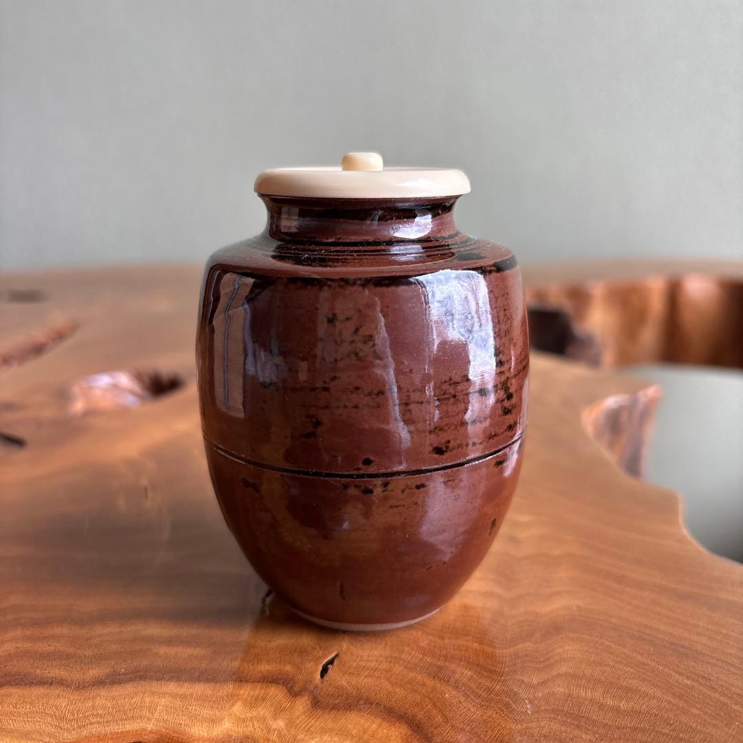 木津喜楽作 茶入 宮王肩衝写茶入 仕覆付 茶道具 共箱