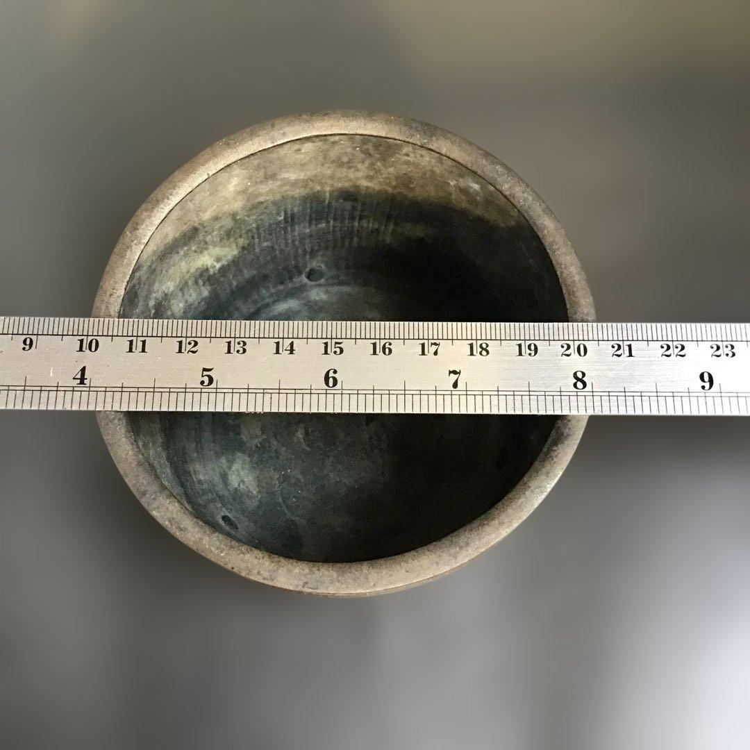 三つ足金属製香炉　江戸中期から後期　古銅　真鍮　建水　砂張