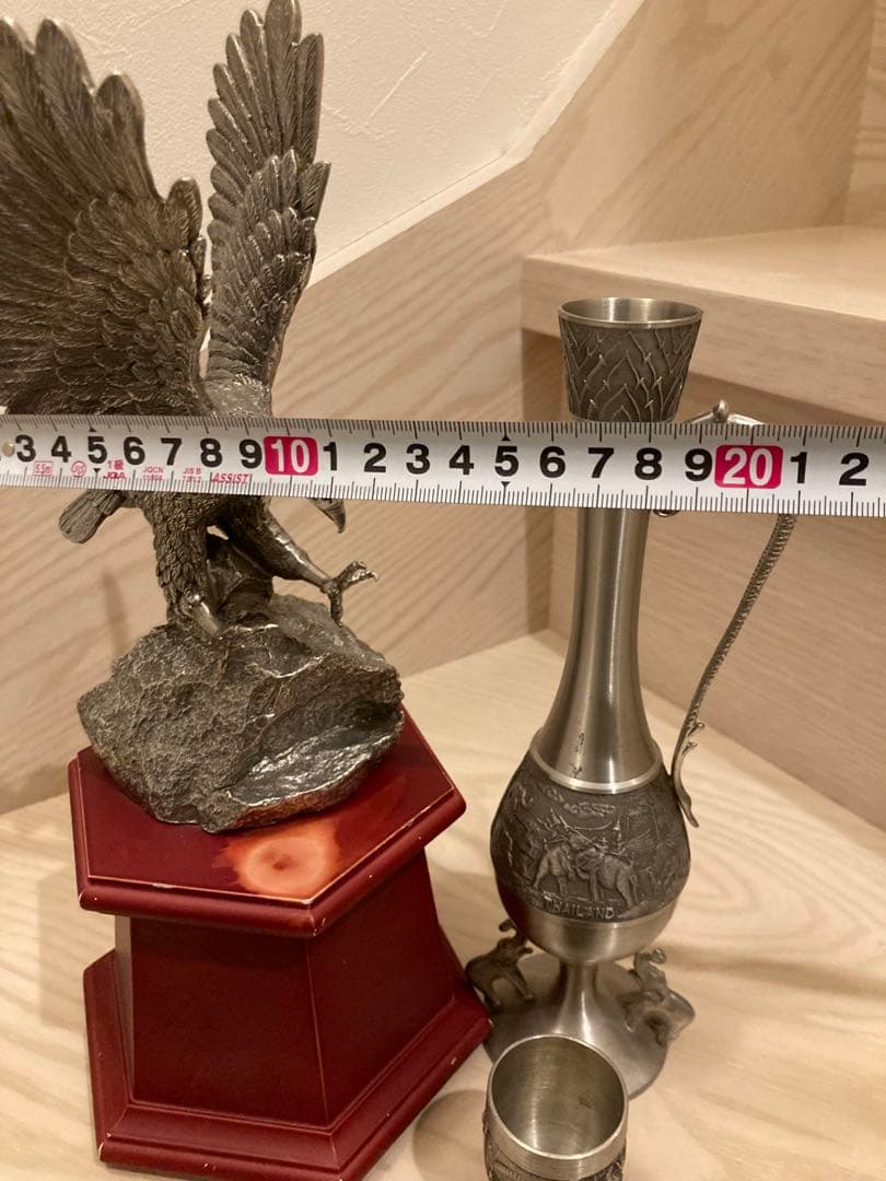 アンティーク　鷲の置物、象の花瓶　ピューター製
