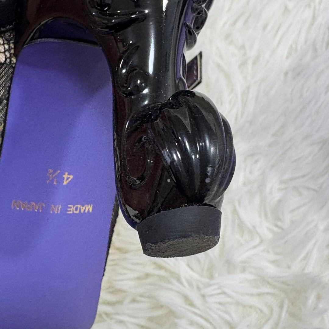 希少品　ANNA SUI 猫足ヒール　レース　パンプス　黒　24.5