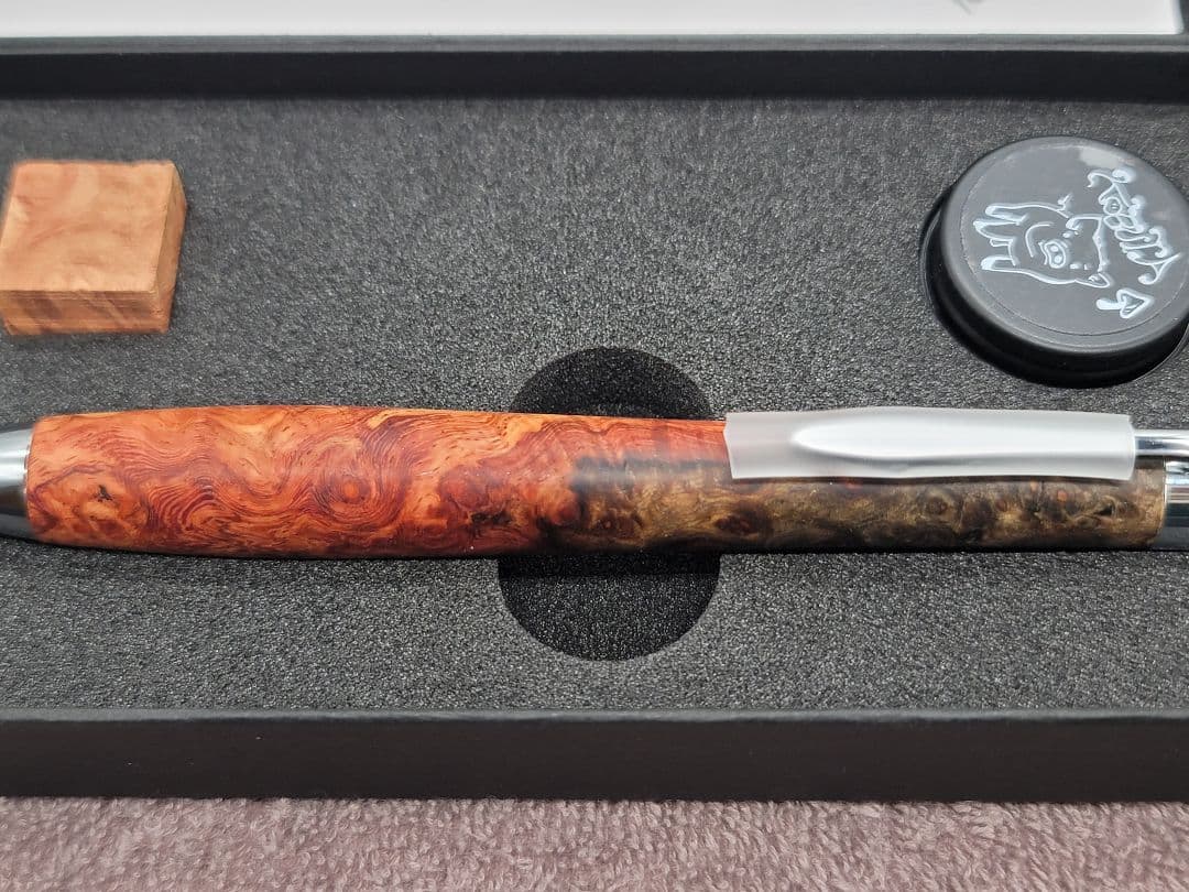 新品　こぶた工房　極上花梨瘤　赤青　シャープペンシル0.5ミリ