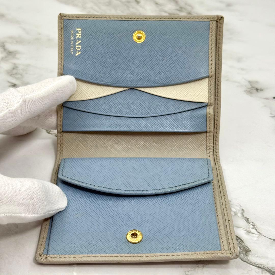 PRADA プラダ 二つ折り財布 サフィアーノ レザー グレージュ