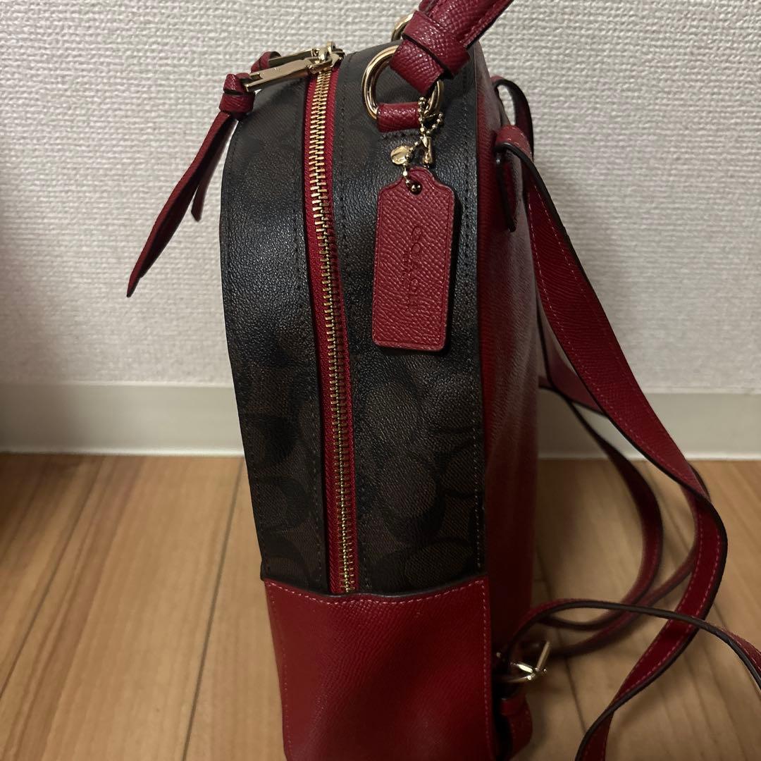 コーチ　COACH　リュック　バックパック　ブラウン／レッド