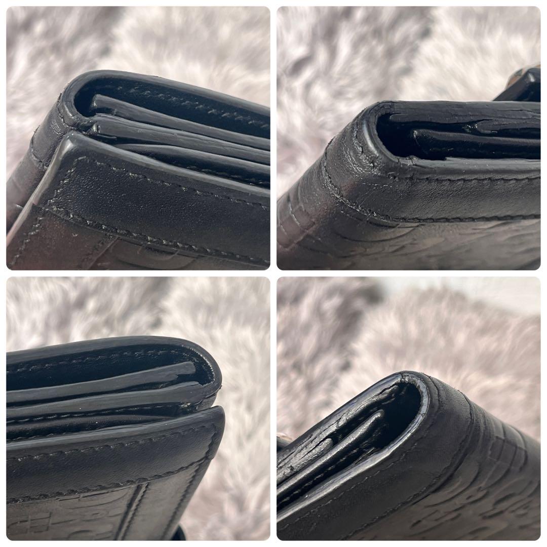 美品✨GUCCI ホースビット型押し　レザー　ロゴ金具　ブラック　長財布