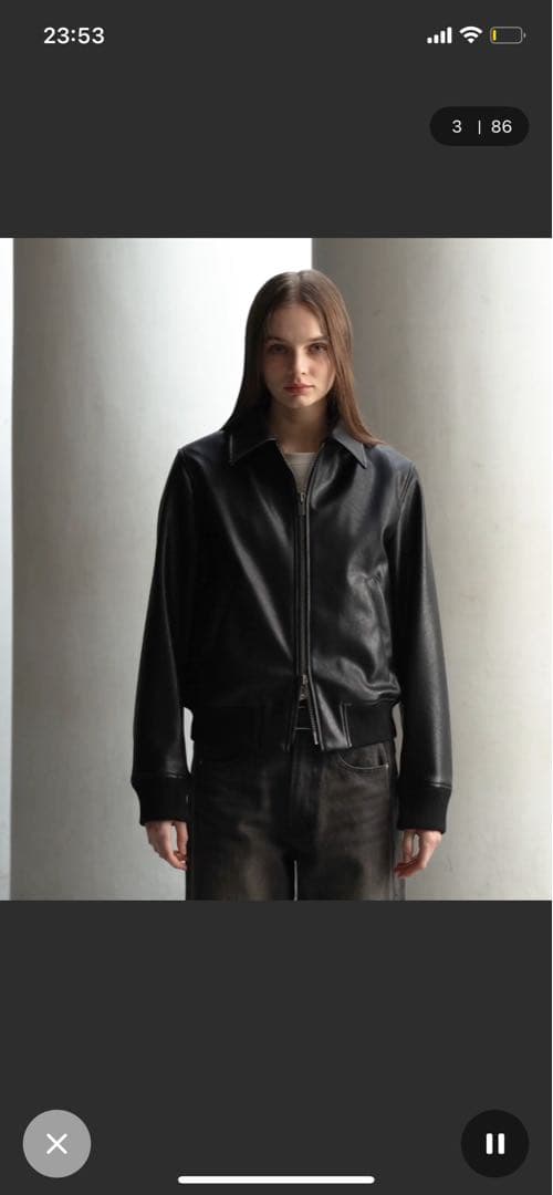 新品』CLEL ディープ テクスチャー ブルゾンレザーブルゾンブラックXSサイズ