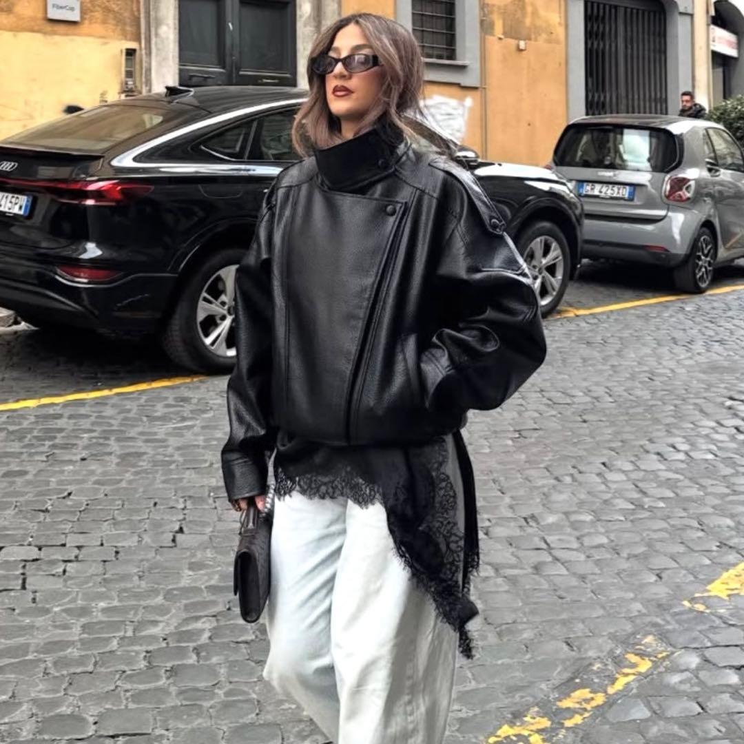 ZARA YSL風 レザージャケット XS