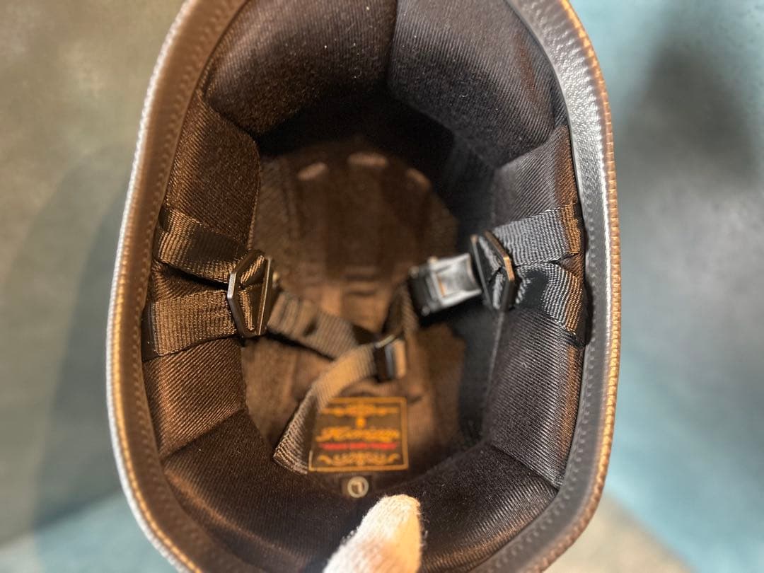 ジョッキーヘルメット　新品　メッキ　エイジング　ヴィンテージ　ハーレーチョッパー