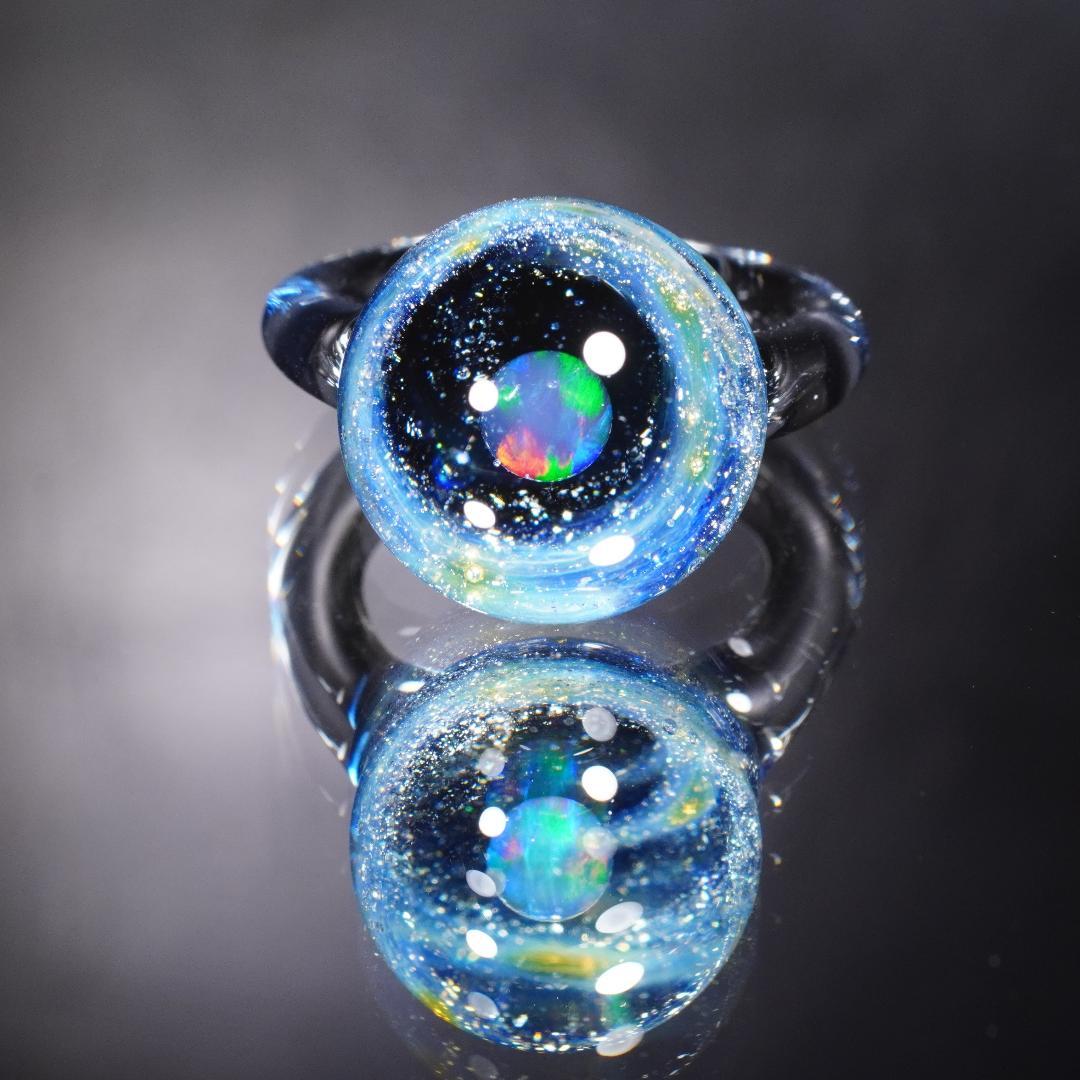 ガラスの小宇宙　レインボーオパール　リング　No.2039