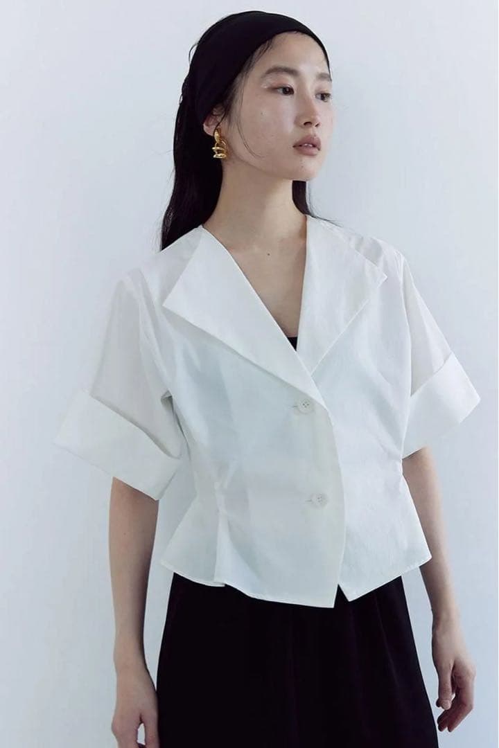 新品タグ付 meer. OPEN COLLAR SHORT SHIT