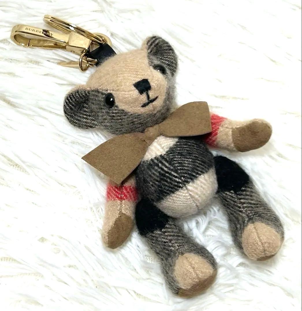 Burberryトーマスベアチャーム　カシミヤ　ゴールド金具　ノバチェック