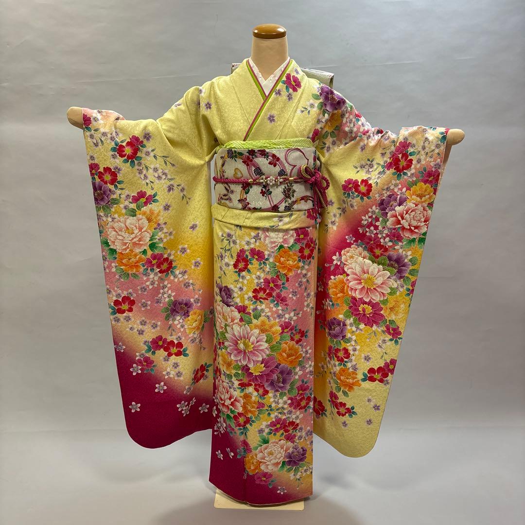 イエローラメグラデーション　振袖フルセット