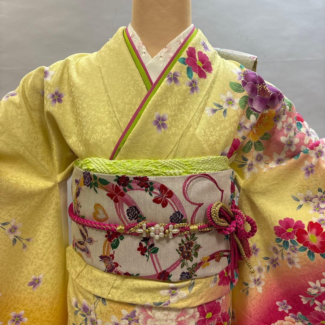 イエローラメグラデーション　振袖フルセット