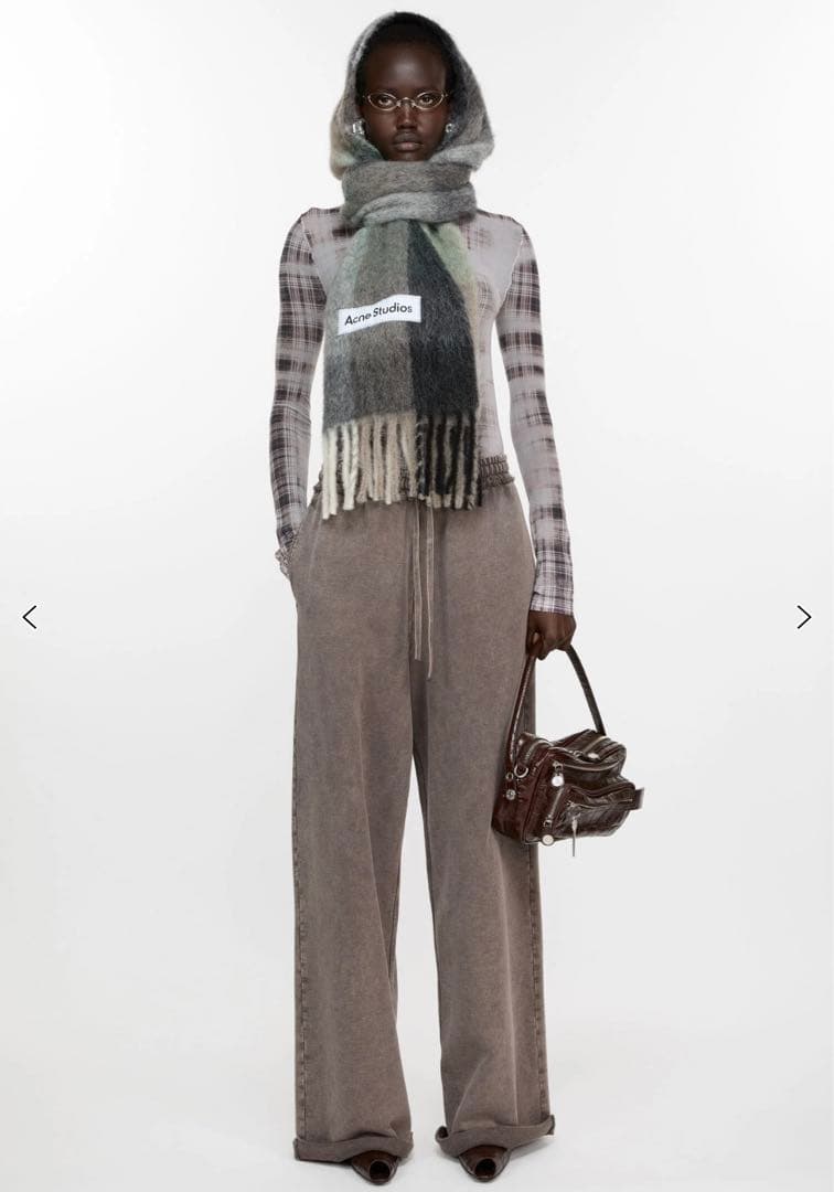 Acne Studios モヘアチェックマフラー グリーン/グレー/ブラック
