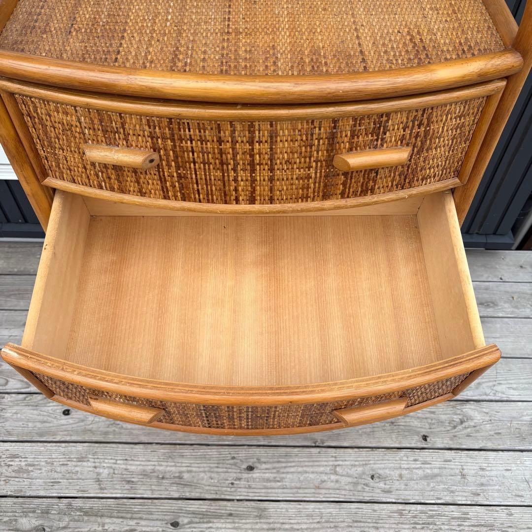 昭和レトロ 大型 ラタンチェスト 5段 引き出し 籐家具 ナチュラル 収納家具