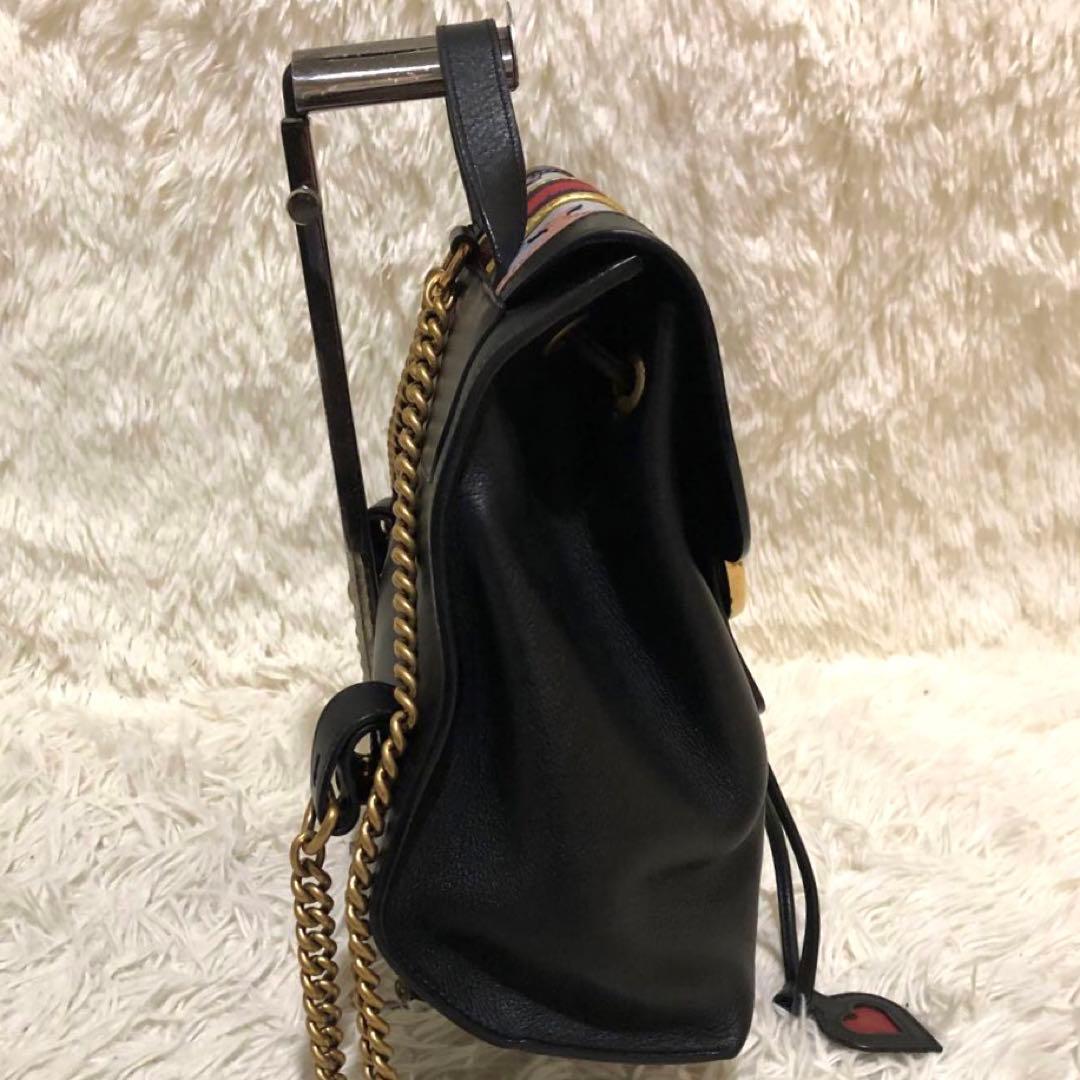 未使用級✨グッチ レザー ミニ リュック チェーン シェリーライン ブラック