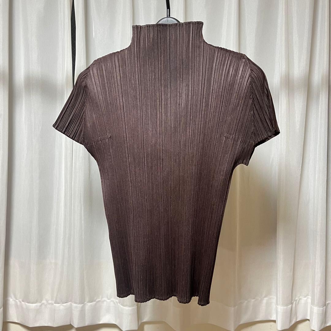 PLEATS PLEASE ブラウン 半袖 トップス　タートルネック