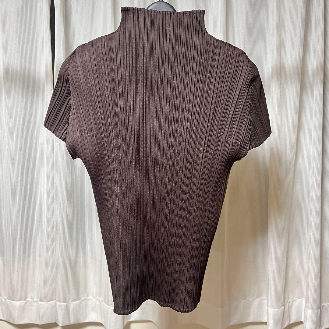 PLEATS PLEASE ブラウン 半袖 トップス　タートルネック