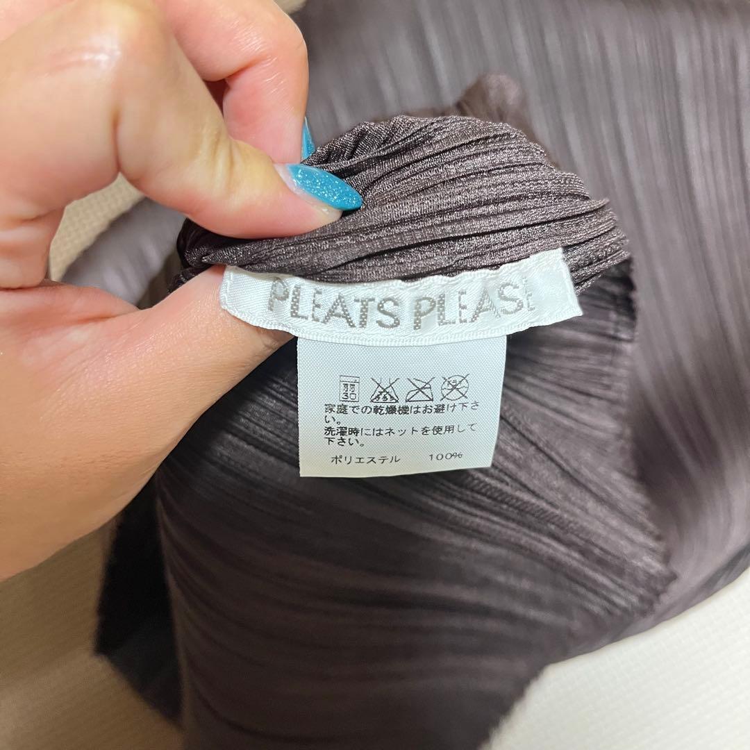 PLEATS PLEASE ブラウン 半袖 トップス　タートルネック