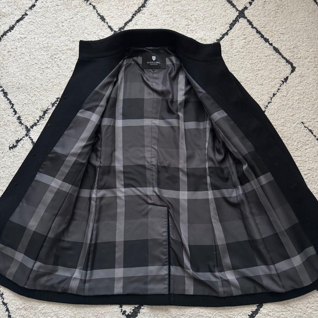 美品　ブラックレーベルクレストブリッジ　スタンドカラーコート　ノバチェック　黒