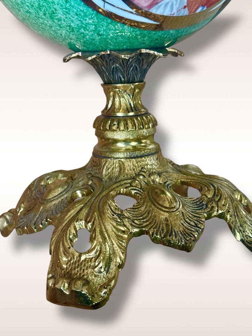#Bronpor スペイン製 デコラティブ花瓶風　ブロンズ装飾 グリーン