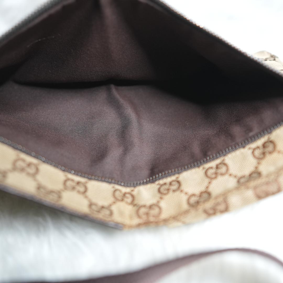 グッチ GUCCI ボディバッグ GG レザー 革 キャンバス ブラウン