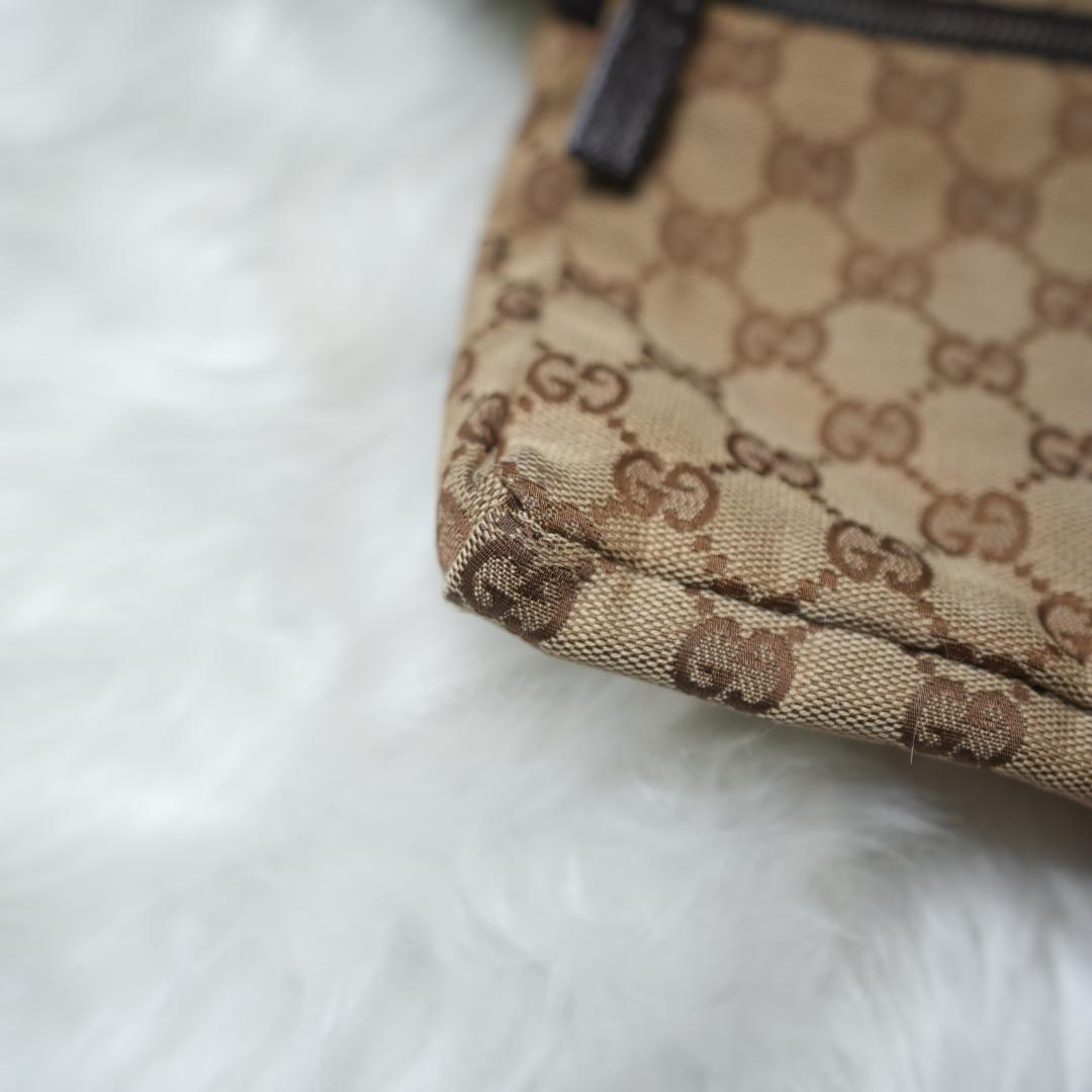 グッチ GUCCI ボディバッグ GG レザー 革 キャンバス ブラウン
