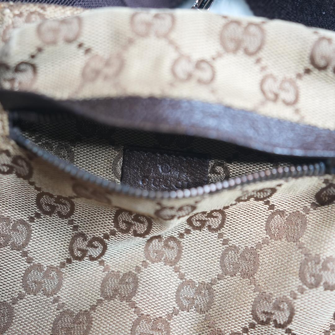 グッチ GUCCI ボディバッグ GG レザー 革 キャンバス ブラウン