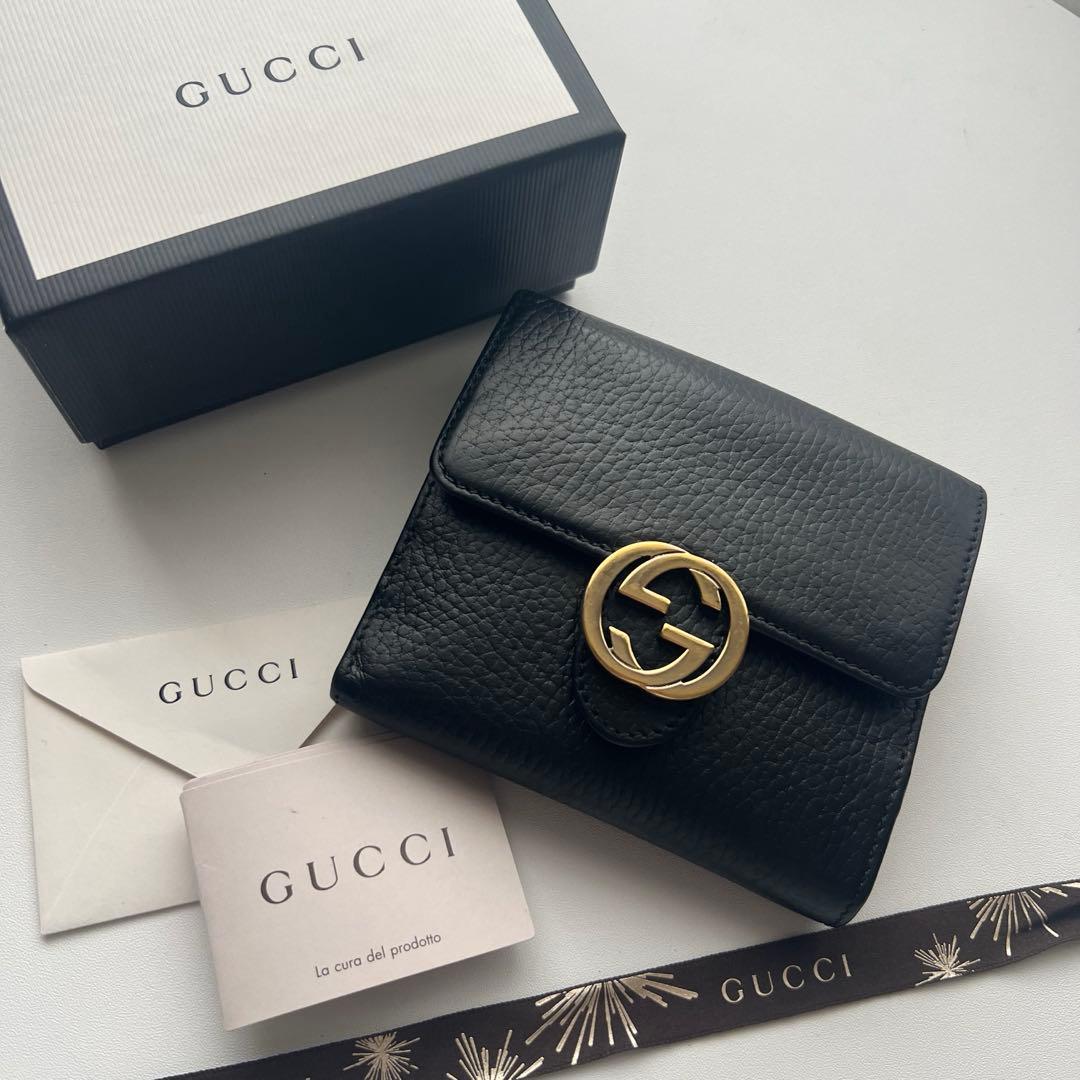 91 極上美品 GUCCI グッチ 2つ折り財布