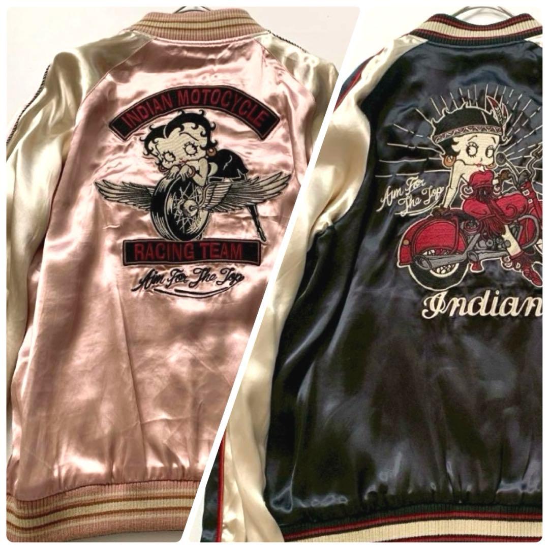 【またしち】インディアン×ベティブープ リバーシブル 刺繍 スカジャン