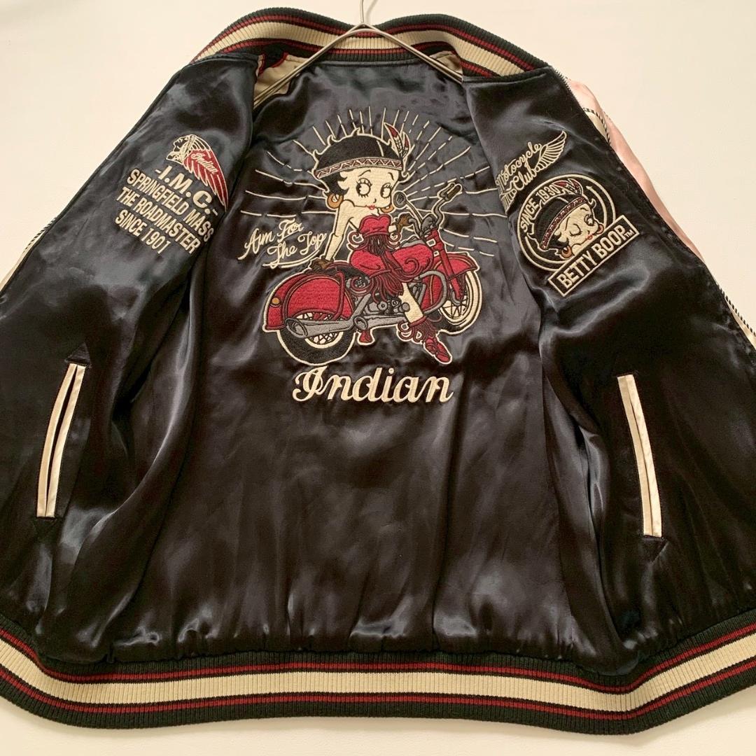 【またしち】インディアン×ベティブープ リバーシブル 刺繍 スカジャン