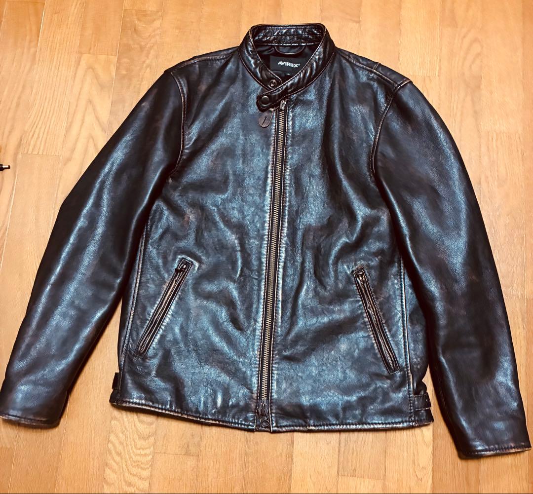 本日8日限定値下げ！AVIREX シングルレザージャケット羊革XL