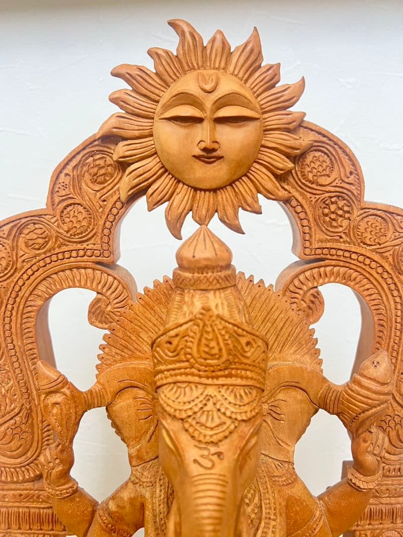 特大　木製 ガネーシャ像 置物