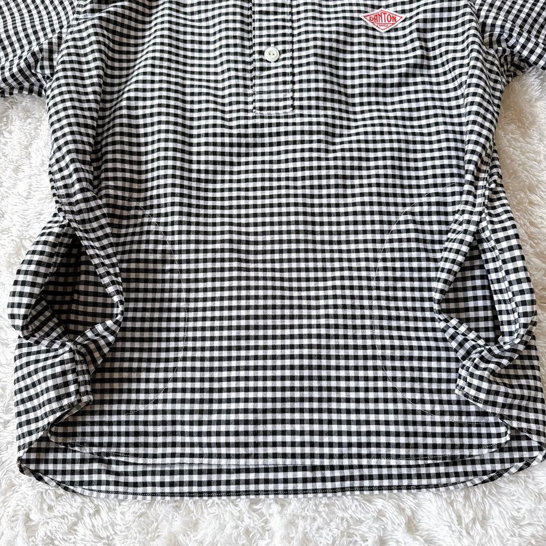 DANTON ダントン 半袖プルオーバー シャツ 丸襟 ギンガムチェック 38