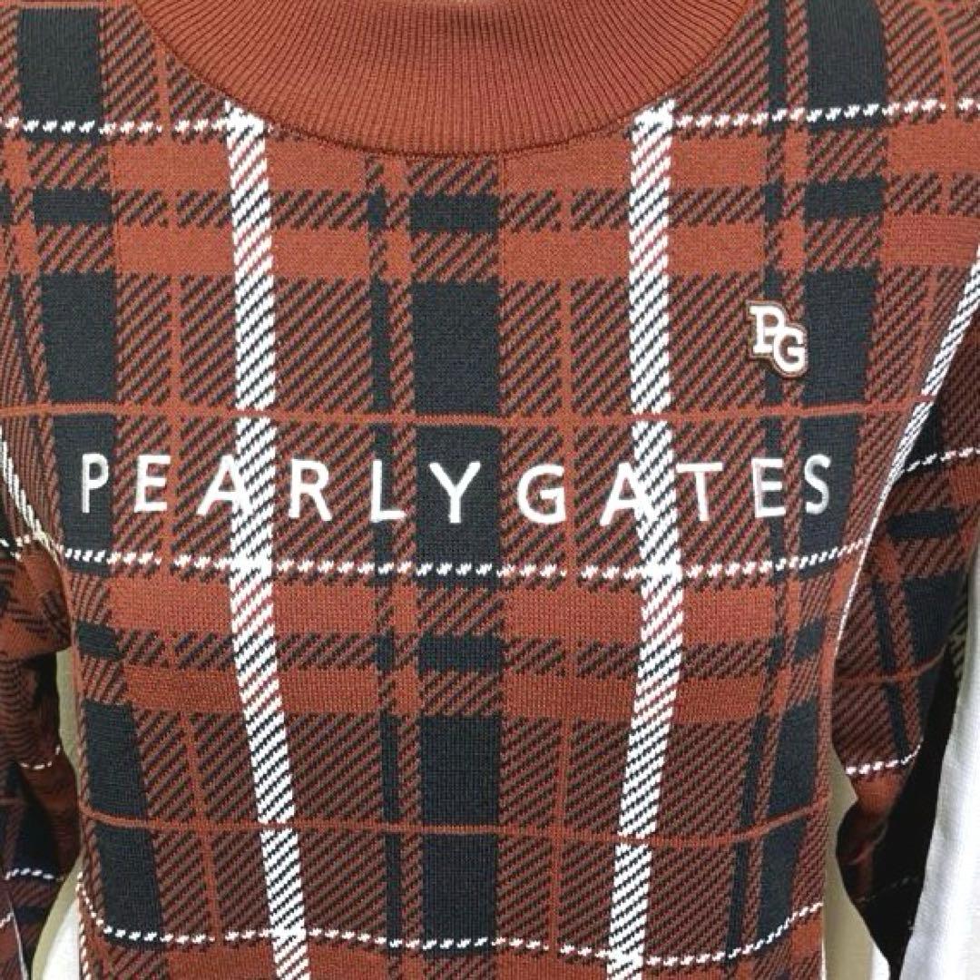 ☆美品☆PEARLY GATES チェック柄モックネックニットプルオーバー