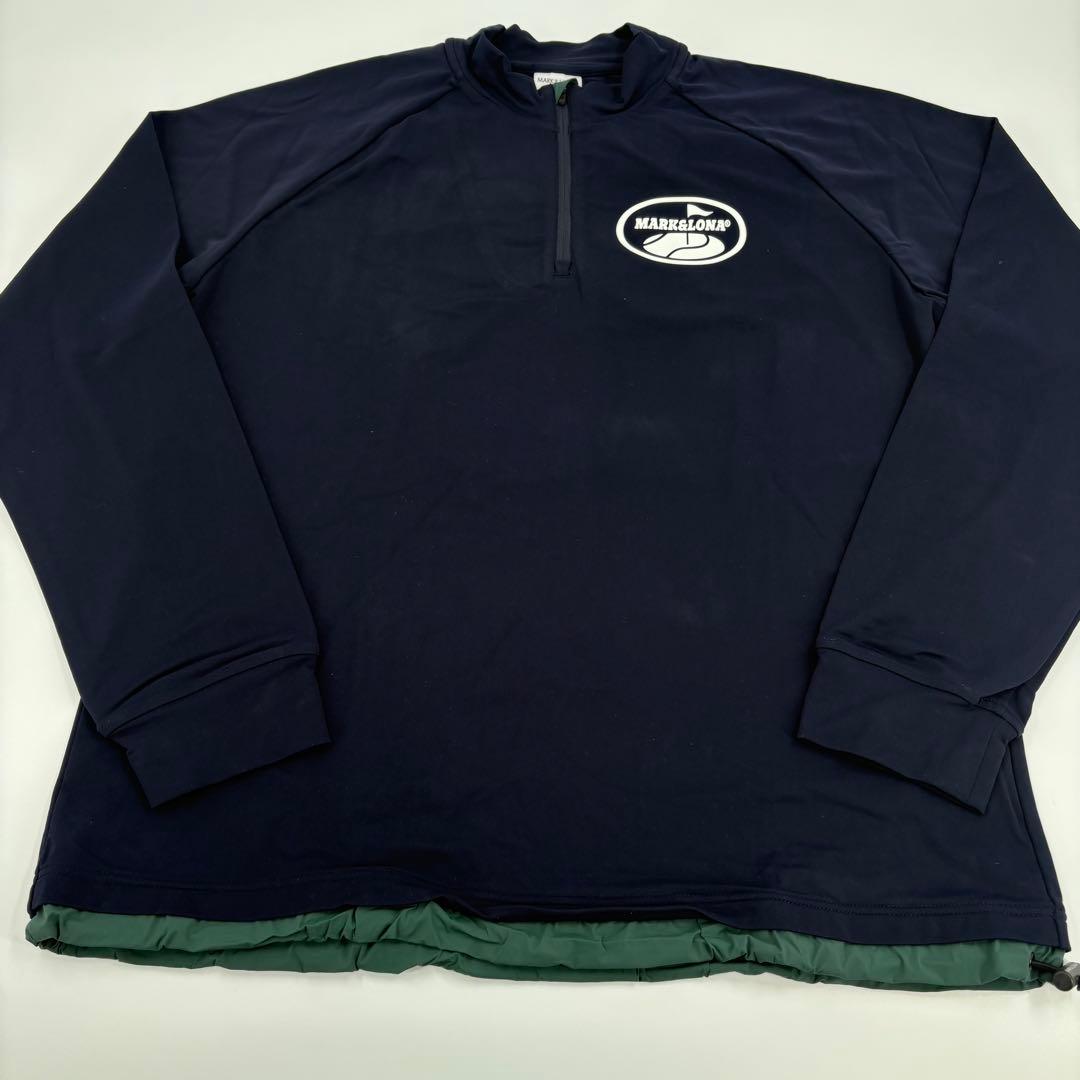 美品　MARK&LONA マーク&ロナ ハーフジップ　長袖紺 50 XL 745