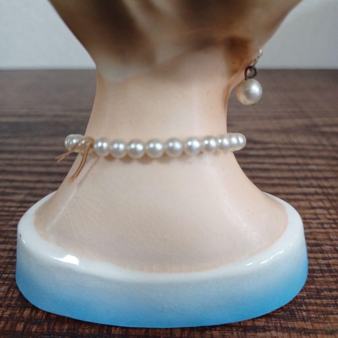 ビンテージ レディヘッドベース 陶器製の置物花瓶 水色とピンクのドレス2点セット