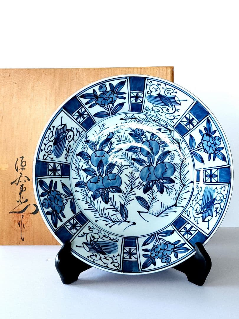 舘林源右衛門作　源右衛門 染付芙蓉手 皿 直径：約30.5cm