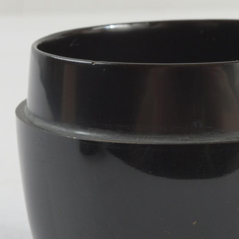 茶道具　輪島塗　岡本陽斎作　切合口　黒中棗　共箱　V　9463