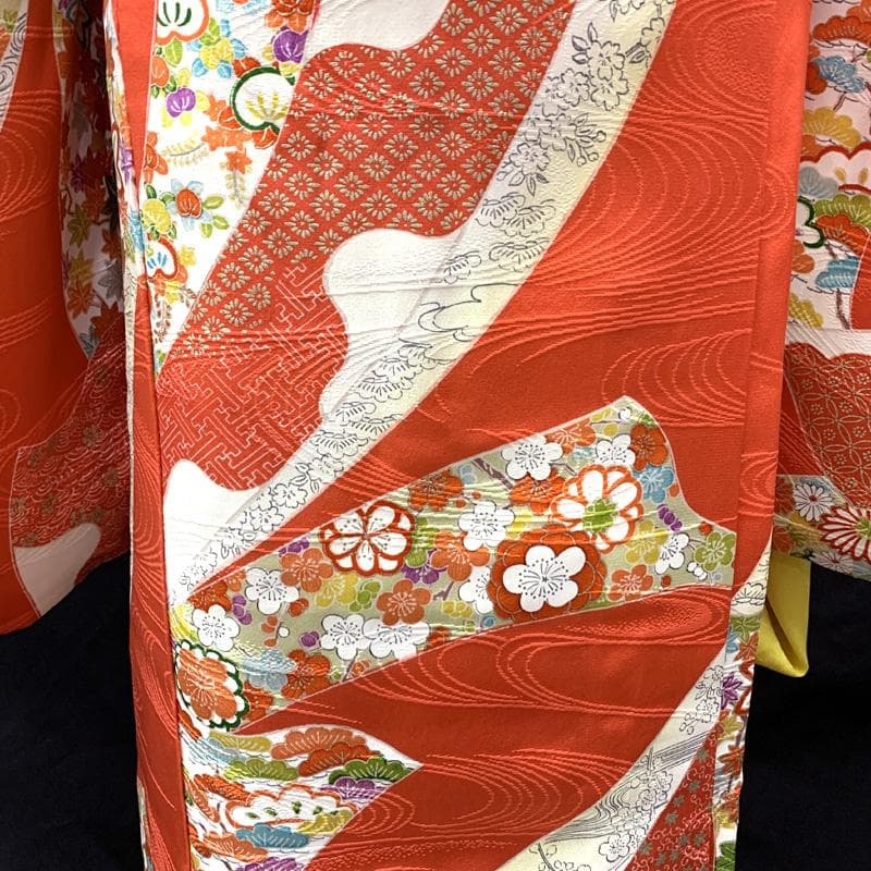 506ag5□七五三 七歳 女児 着物&開き帯&長襦袢 金彩 熨斗□美品
