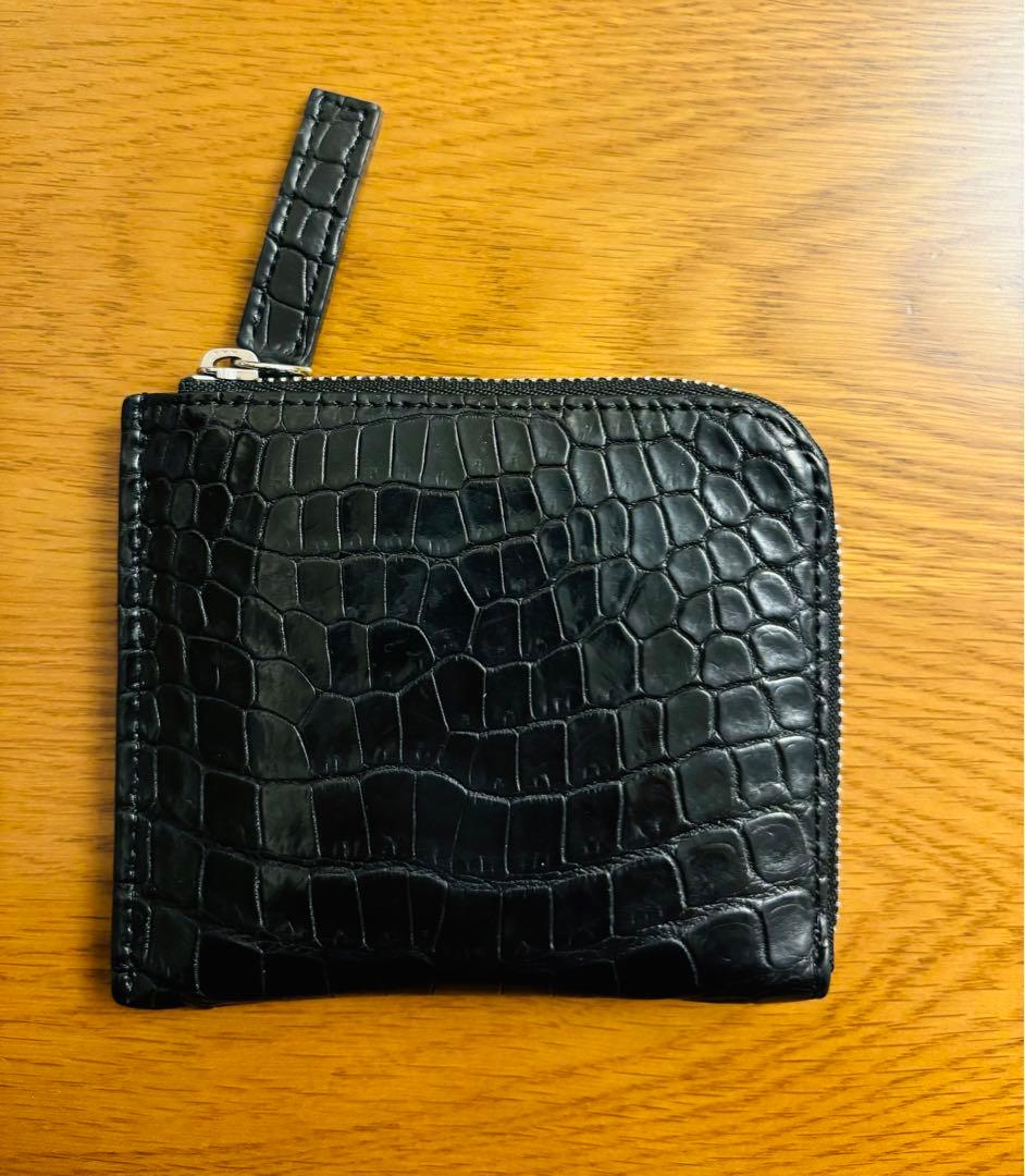 東京クロコダイル　スモールクロコダイルマットL字ファスナーミニ財布　ブラック