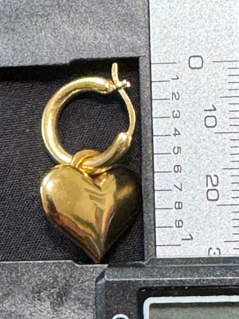 ハート型18k金色フープピアス