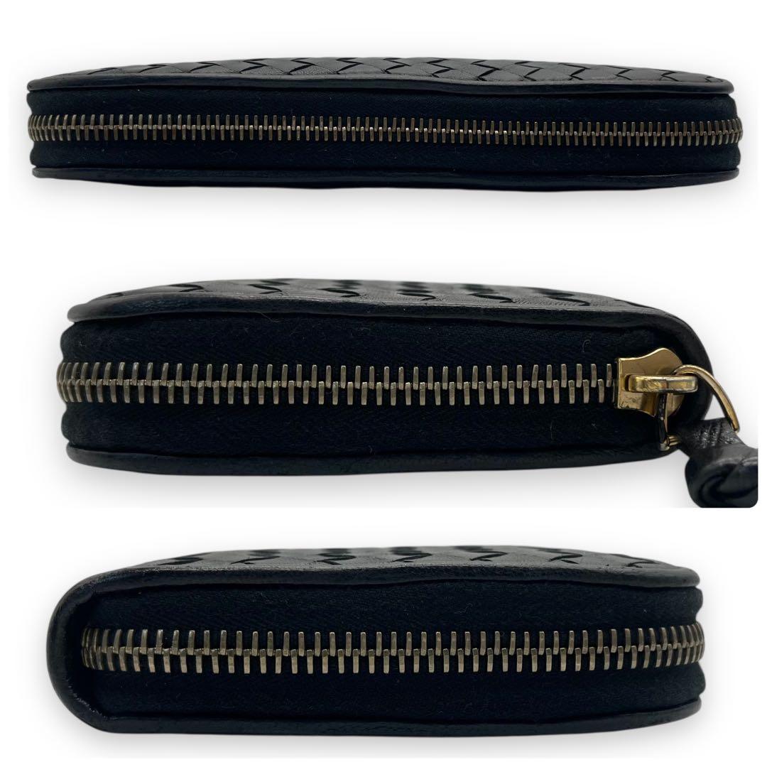 美品■ボッテガヴェネタ　ラウンドジップ　長財布　イントレチャート　本革　黒