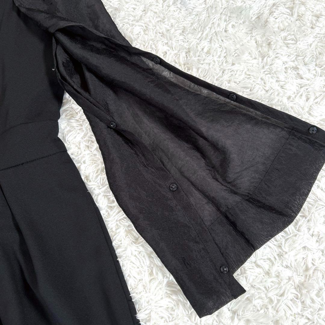 【新品・2Way】　AIMER　スリットロングスリーブオールインワン　黒　M