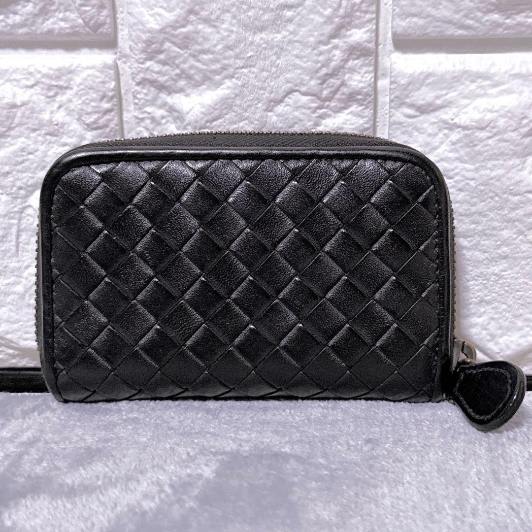 【美品】ボッテガヴェネタ ケース ラウンド イントレチャート 黒 メンズ