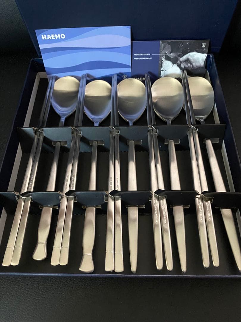 高級 スプーン箸5組セット 韓国 ステンレス つや消し sus316L