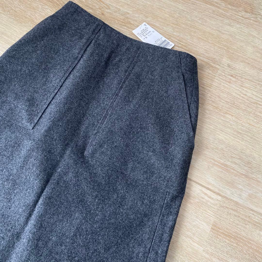 新品タグ付き Spick & Span メルトントラペーズスカート 34 グレー